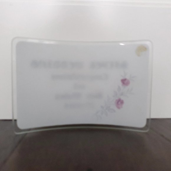 25th Wedding Annuversary Plaque Floral Frosted Glass Display Gift Party Table - Picture 5 of 6